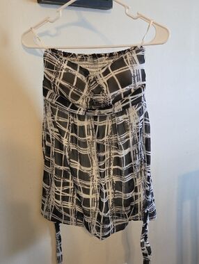 Papaya Black and White Strapless Abstract-Print Dress